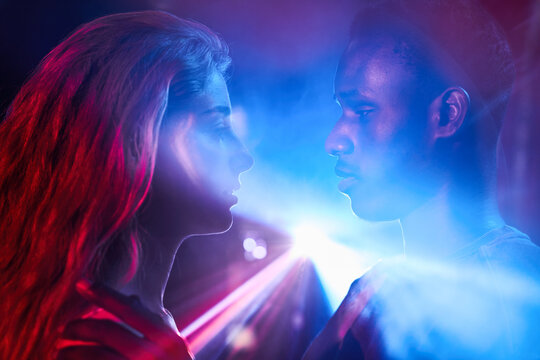 Couple in Intense connection in vibrant light