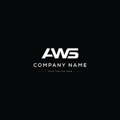 Creative Modern Monogram Letter AWS Logo Design. Black and White Logo. Usable for Business Logos. Flat Vector Logo Design Template - obrazy, fototapety, plakaty