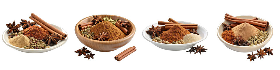 Chinese five spice Bowl Powdered And Spices Hyperrealistic Highly Detailed Isolated On Transparent Background Png File