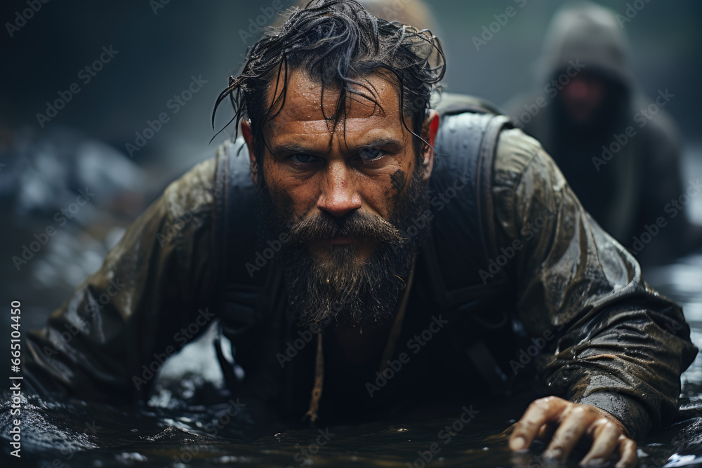 Poster a leader practicing resilience and adaptability in the face of challenges, exemplifying the resilien