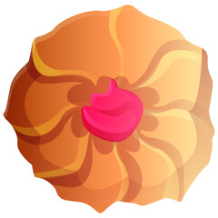Sweet cookies with filling, sweet and glossy with pink glaze.  Vector cartoon illustration. Bread, pastry clipart, icon for graphic resources for apps, menues. 