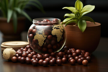 A multinational corporation's commitment to corporate social responsibility through charitable initiatives in multiple countries. Concept of global CSR. Generative Ai.