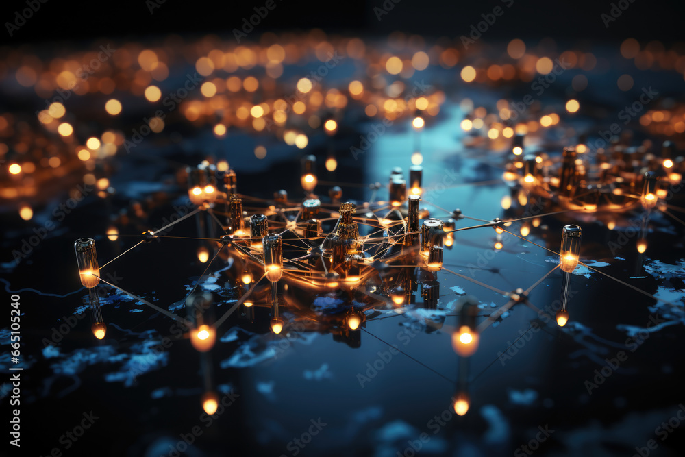 Aufkleber a network diagram illustrating the intricate connections of a global supply chain, emphasizing the c