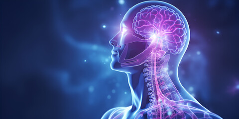 Nano technology innovation concept Human brain futuristic technology development ,Body Brain generative ai
