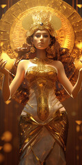 Beautiful woman Goddess Fortuna, The Mistress of Fate and Fortune Throughout the world, few goddesses are surrounded by as much admiration and reverence as the Goddess Fortuna. AI Generative - obrazy, fototapety, plakaty