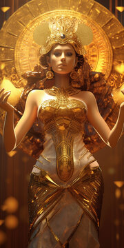 Beautiful woman Goddess Fortuna, The Mistress of Fate and Fortune Throughout the world, few goddesses are surrounded by as much admiration and reverence as the Goddess Fortuna. AI Generative