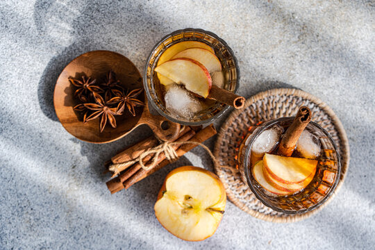Apple cider cocktail with spices