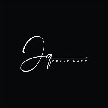 JQ letter beauty handwriting vector logo.