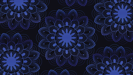 Abstract simple minimalist mandala in dark blue background. 