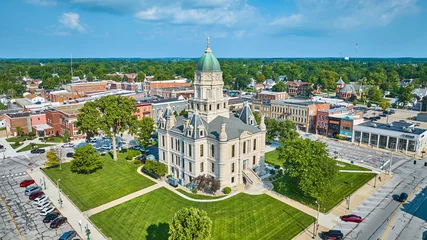 Washable wall murals United States Downtown aerial view of Columbia City courthouse and shops