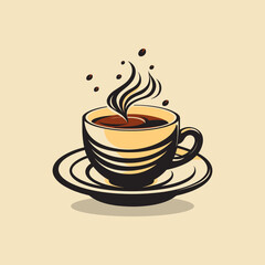 Vintage coffee cup logo template. Cup of coffee sign vector illustration