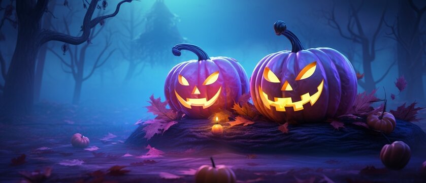 Spooky spectacle evil pumpkins come to life in a captivating Halloween themed wallpaper, Captivating Halloween Wallpaper. Generative AI