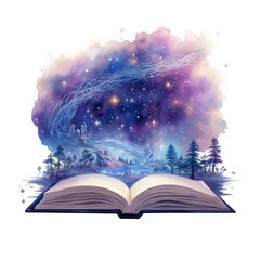 Galaxy celestial fantasy book watercolor for T-shirt Design.