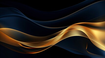 Obraz premium Gold and navy blue waves abstract.