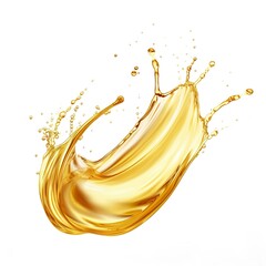 Fototapeta premium Golden Oil or Cosmetic essence splash isolated on white background, 3d illustration.