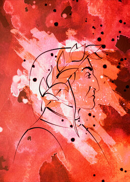 Dante Alighieri portrait head face drawing sketch