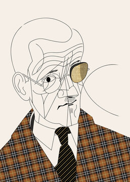James Joyce portrait head face drawing sketch
