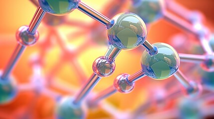 Complex molecular structure with spherical particles. Futuristic technology style. Illustration for banner, poster, cover, brochure or presentation.
