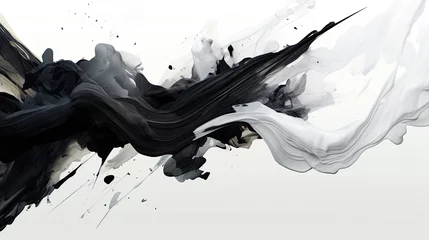 Fotobehang A splash of black paint. Dynamic form made of black liquid material. Abstract composition for graphic design. © Login