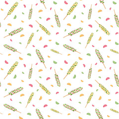 Spiral lollipops, striped swirls. Bonbons, sugar caramel on stick, fruit candies. Watercolor illustration. Delicious ornament for textiles, stationery, scrapbook