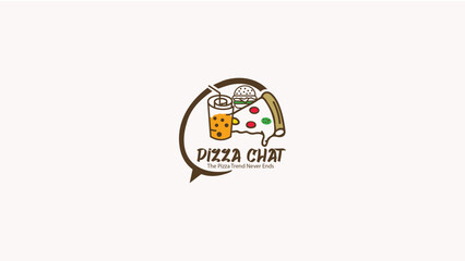 Fototapeta premium pizza chat logo, pizza logo, fast food 