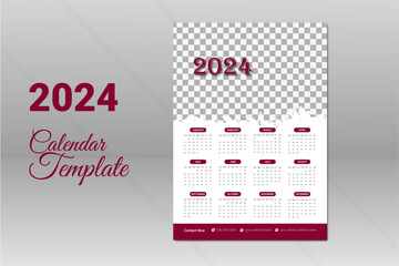 Professional creative modern 2024 new year  calendar design, minimalist, clean, and elegant design Calendar for 2024,