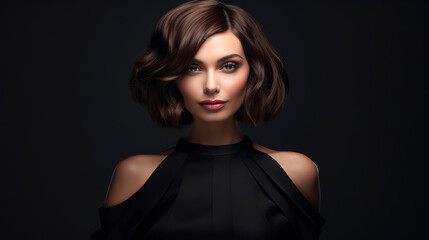 Naklejka premium portrait of a fashion woman , black background 