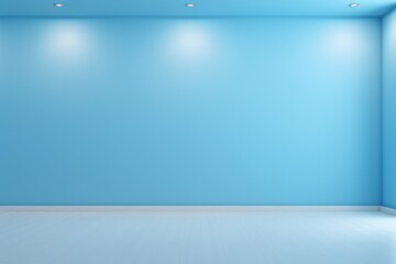 A minimalistic room with a calming blue ambiance and subtle lighting