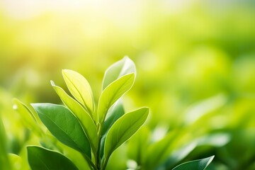 Nature of green leaf in a garden in summer under sunlight. Spring background.