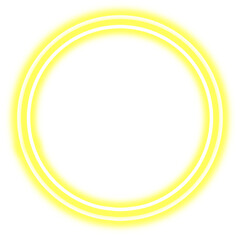 yellow double circle glow neon frame