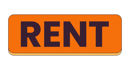 Rent banner rectangular 2D linear cartoon object. Rental real estate rectangle sign isolated line vector element white background. Renting property button horizontal color flat spot illustration