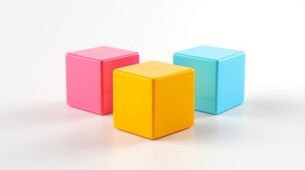 multi-colored cubes on a white background.