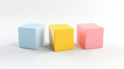 multi-colored cubes on a white background.