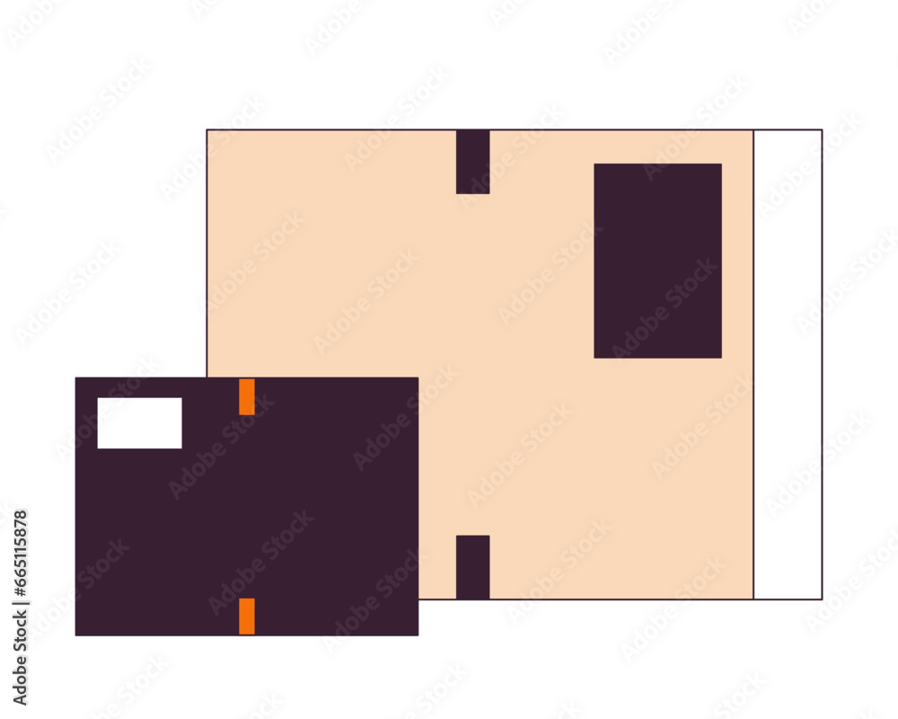 Aufkleber cardboard two boxes 2d linear cartoon object. express delivery parcels isolated line vector element 