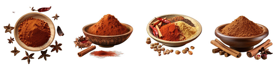 Ras el hanout Bowl Powdered And Spices Hyperrealistic Highly Detailed Isolated On Transparent Background Png File - obrazy, fototapety, plakaty