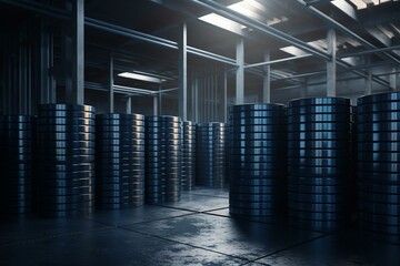 3D illustration of a database warehouse. Generative AI