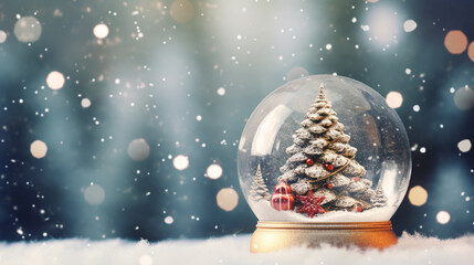 Fototapeta na wymiar Christmas tree in a glass layer. New Year. Generative AI