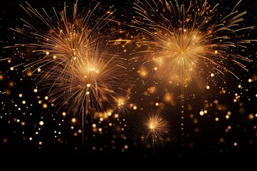 Fototapeta premium Gold sparkling details, brightness, fireworks and champagne. These festive designs can be used as banners and for social media.