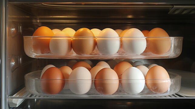 chicken eggs in the refrigerator.