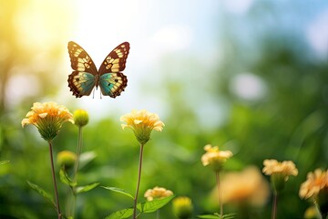 Fototapeta premium Butterfly Flying over the Meadow.