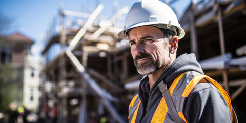 portrait of Construction and Building Inspector. Inspect structures using engineering skills to determine structural soundness and compliance with specifications, building codes and other regulations