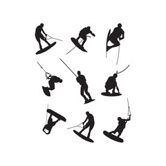 wakeboarding sillhouette logo vector icon