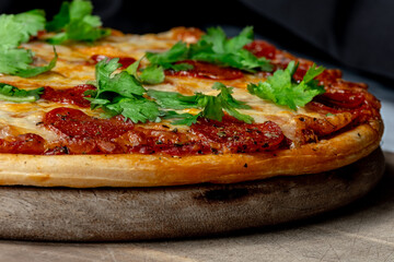 Pizza on a board
