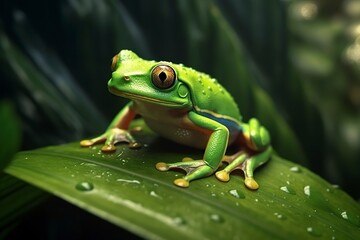 Fototapeta premium Tree Frog sitting on plant.