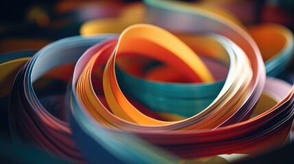 A close up of a bunch of different colored ribbons. Generative AI.