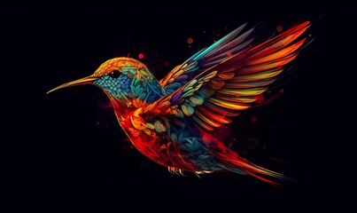 Obraz premium hummingbird logo with multiple colors flying through the air..