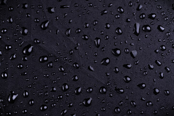 macro view of water drop on a waterproof nylon textile from a umbrella