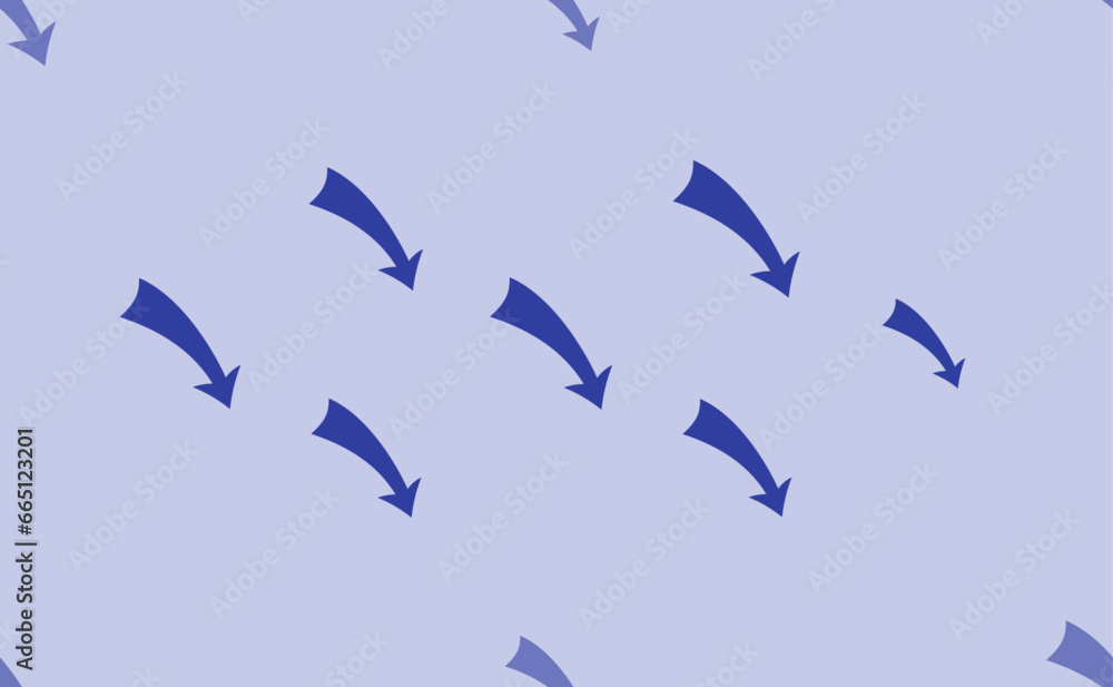 Poster seamless pattern of large isolated blue down arrows. the pattern is divided by a line of elements of