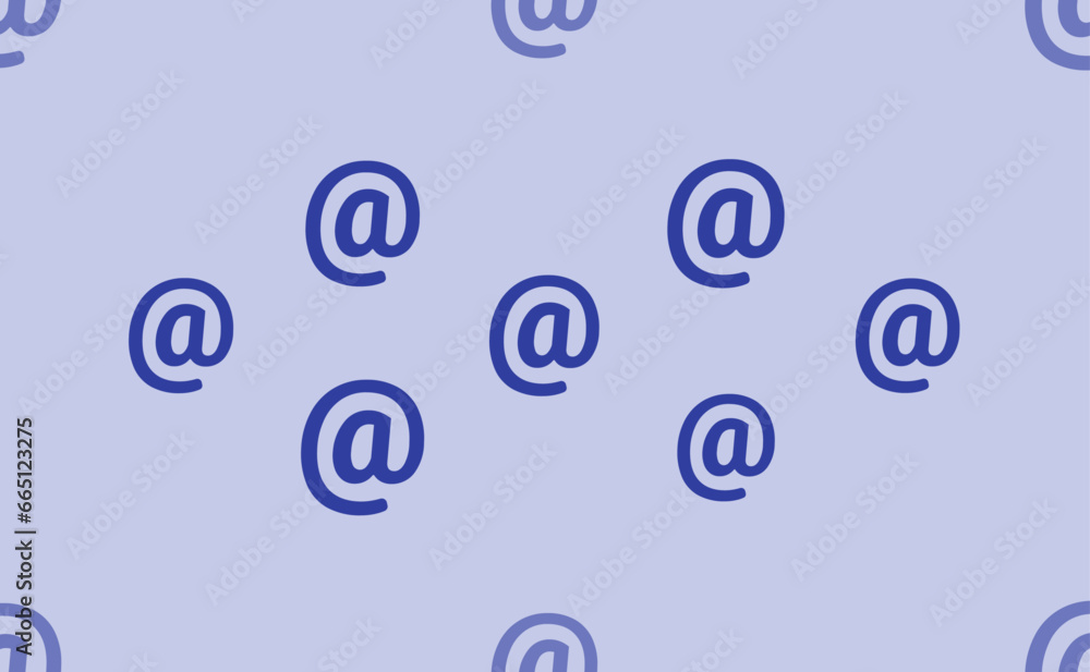 Poster seamless pattern of large isolated blue at symbols. the pattern is divided by a line of elements of 
