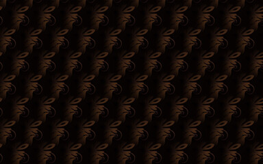 Obraz premium Illustration of a dark background with brown floral repeating patterns
